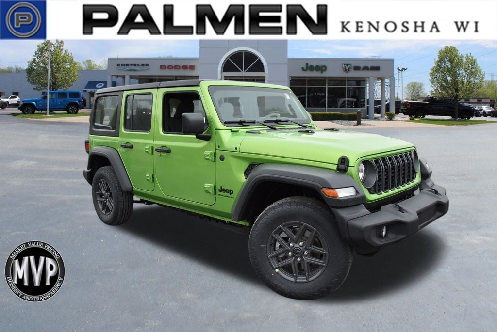 2026 Jeep Wrangler Sport in Mojito Clear-Coat Exterior Paint — front three-quarter view