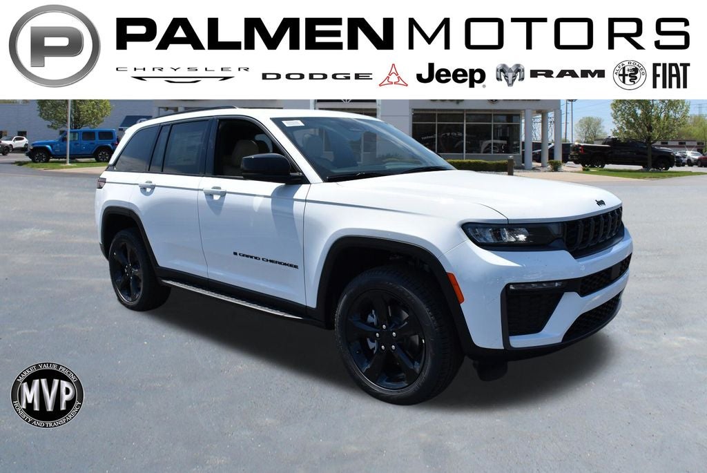2026 Jeep Grand Cherokee Limited in Bright White Clear-Coat Exterior Paint — front three-quarter view