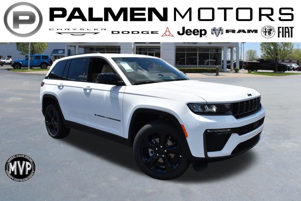 2026 Jeep Grand Cherokee Limited in Bright White Clear-Coat Exterior Paint — front three-quarter view