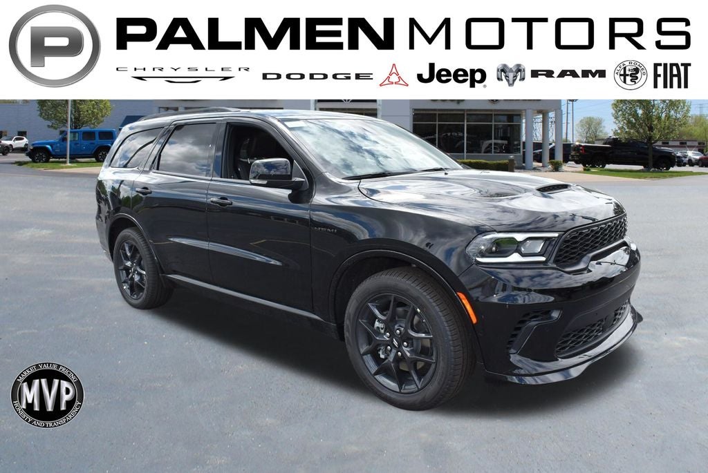 2026 Dodge Durango GT Plus HEMI V8 in Diamond Black Clear-Coat Exterior Paint — front three-quarter view
