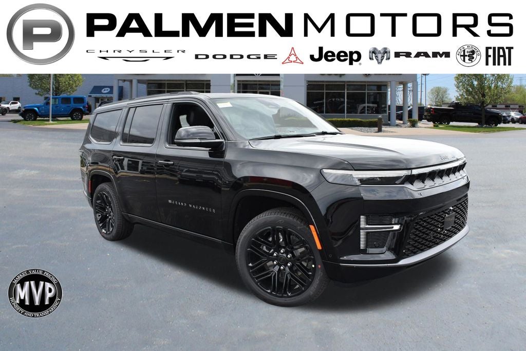2026 Jeep Grand Wagoneer Limited Reserve in High Gloss Black — front three-quarter view