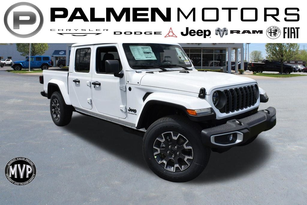 2026 Jeep Gladiator Sahara in Bright White Clear-Coat Exterior Paint — front three-quarter view