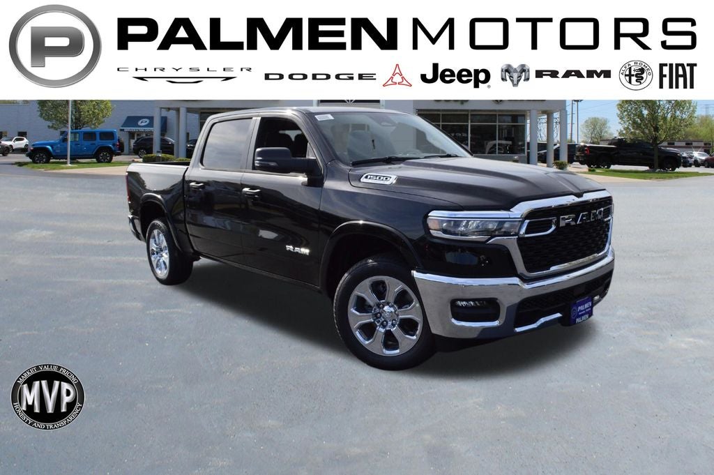2026 RAM 1500 Big Horn/Lone Star in Diamond Black Crystal Pearl-Coat Exterior Paint — front three-quarter view