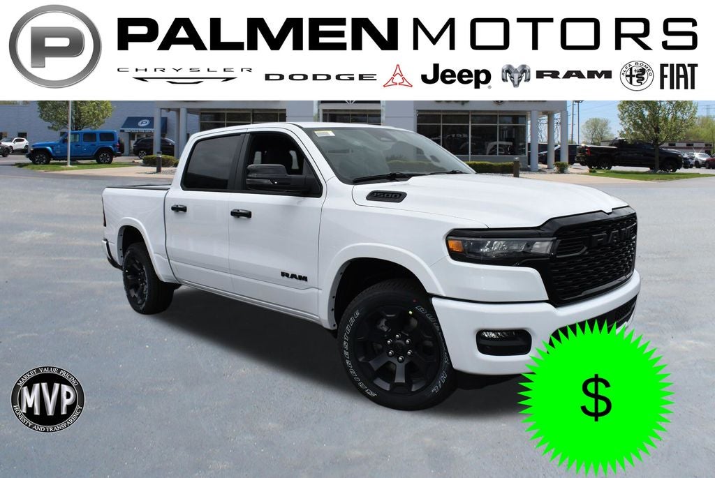 2026 RAM 1500 Big Horn/Lone Star in Bright White Clear-Coat Exterior Paint — front three-quarter view