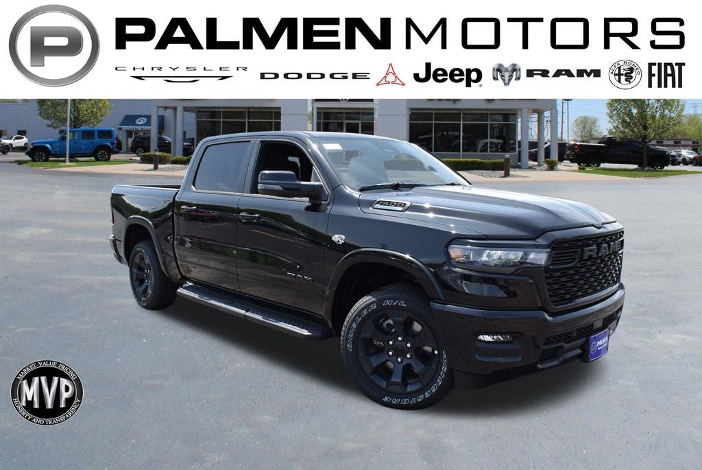 2026 RAM 1500 Big Horn/Lone Star in Diamond Black Crystal Pearl-Coat Exterior Paint — front three-quarter view