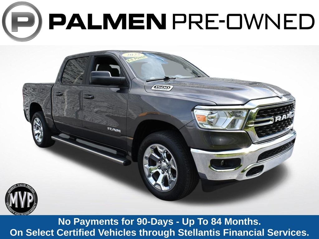 2022 RAM 1500 Big Horn/Lone Star in Granite Crystal Metallic Clearcoat — front three-quarter view