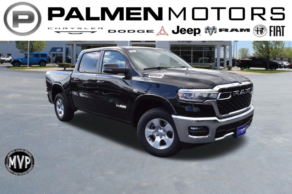 2026 RAM 1500 Big Horn/Lone Star in Diamond Black Crystal Pearl-Coat Exterior Paint — front three-quarter view