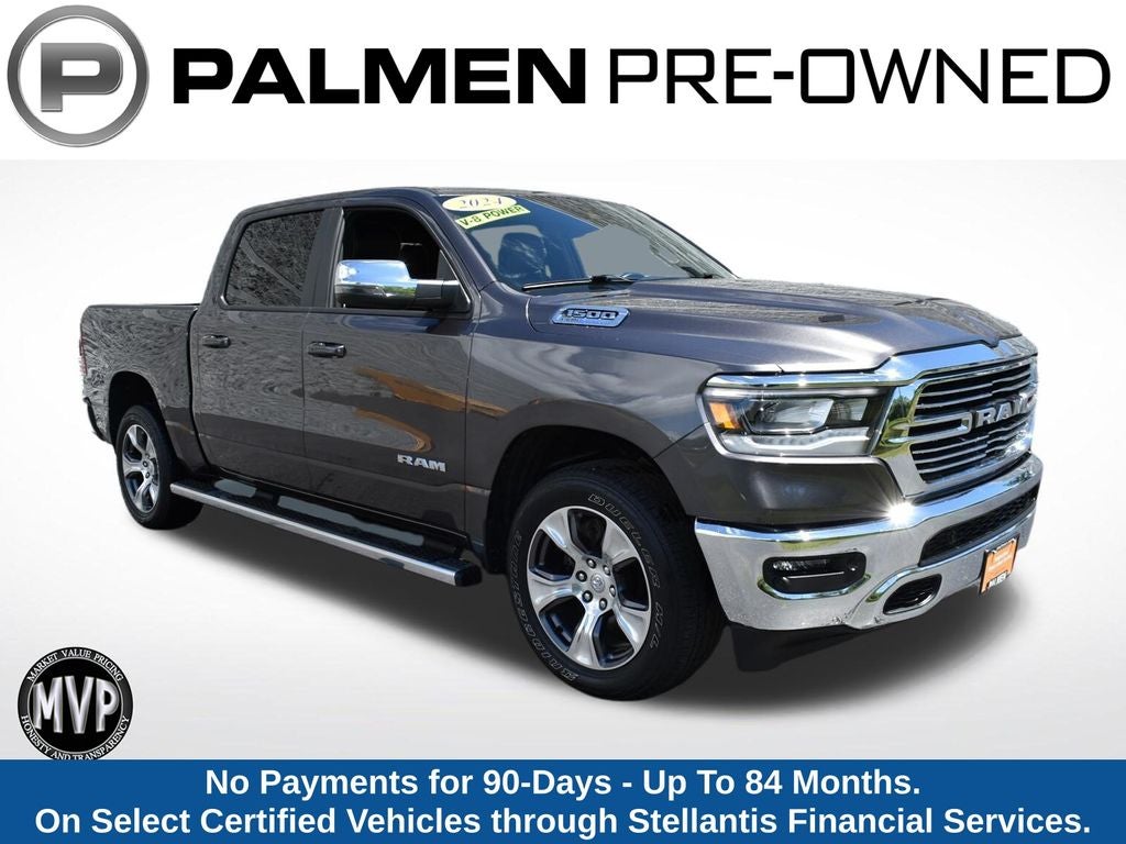 2024 RAM 1500 Laramie in Granite Crystal Metallic Clearcoat — front three-quarter view