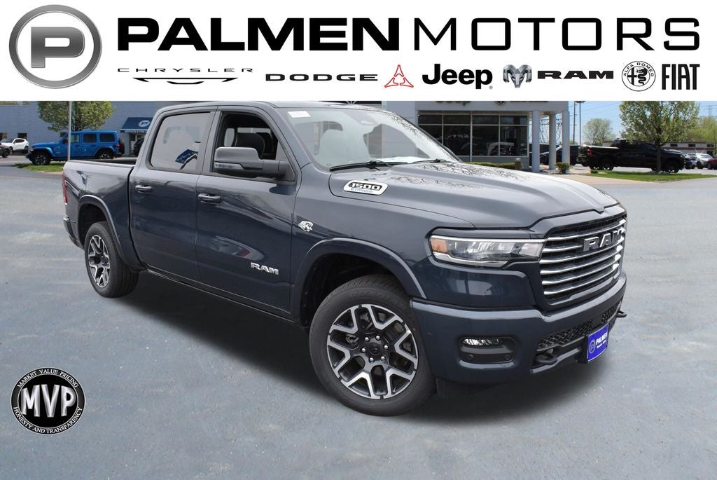 2026 RAM 1500 Laramie in Forged Blue Metallic Exterior Paint — front three-quarter view