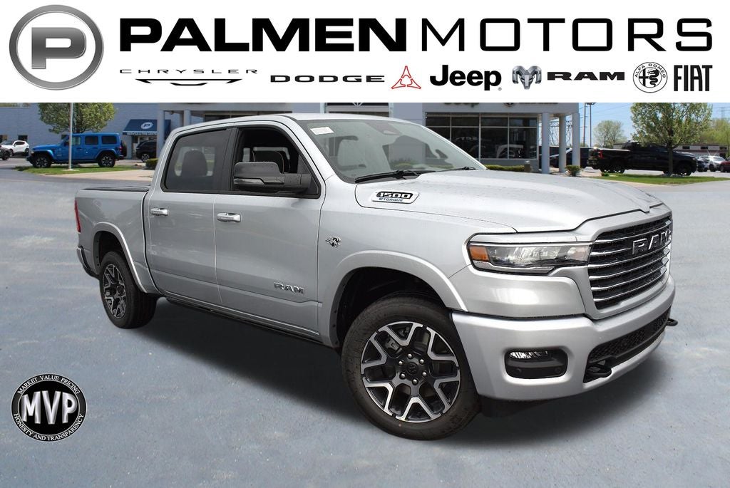 2026 RAM 1500 Laramie in Silver Zynith Exterior Paint — front three-quarter view