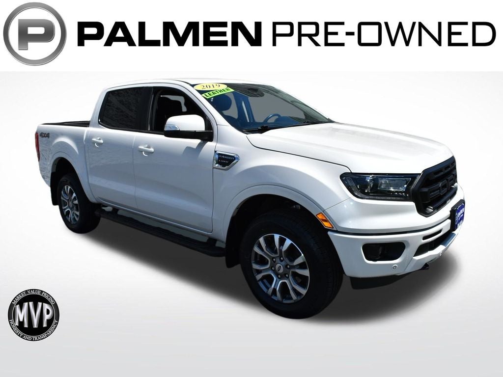 2019 Ford Ranger Lariat in White Platinum — front three-quarter view