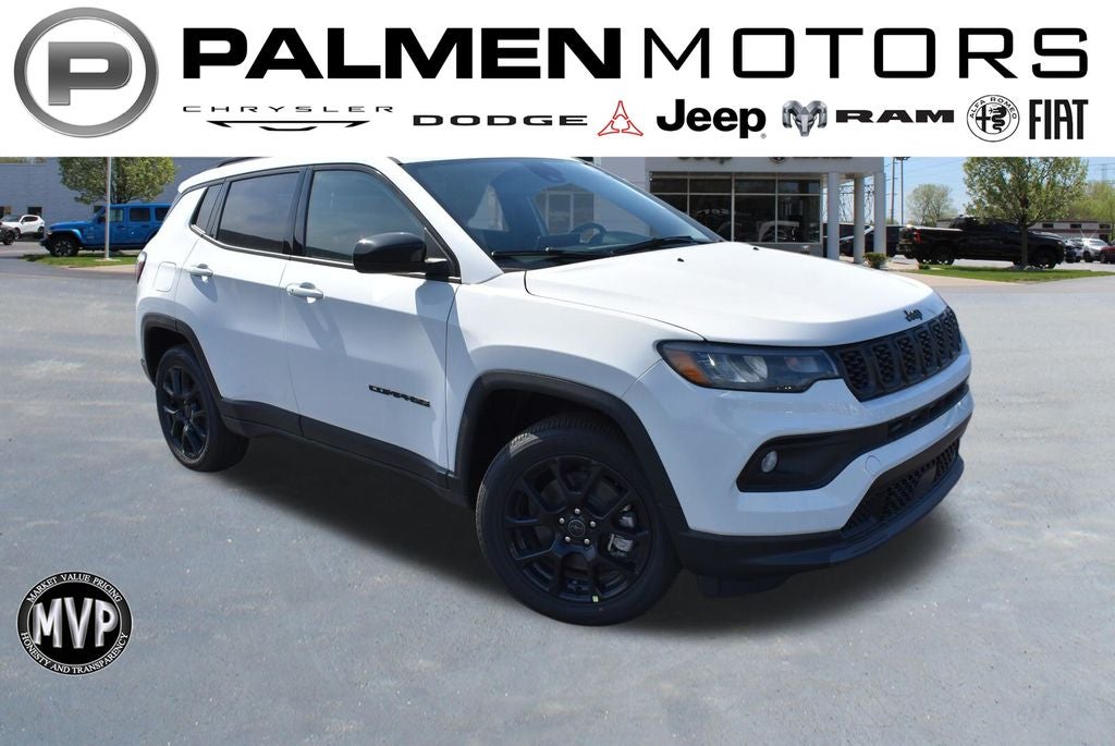 2026 Jeep Compass Latitude in Bright White Clear-Coat Exterior Paint — front three-quarter view