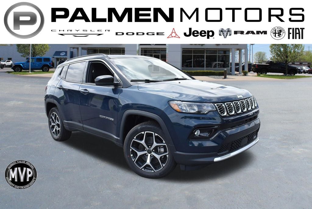 2026 Jeep Compass Limited in Fathom Blue Pearl-Coat Exterior Paint — front three-quarter view