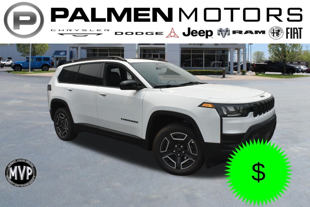 2026 Jeep Cherokee Limited in Bright White Clear-Coat Exterior Paint — front three-quarter view
