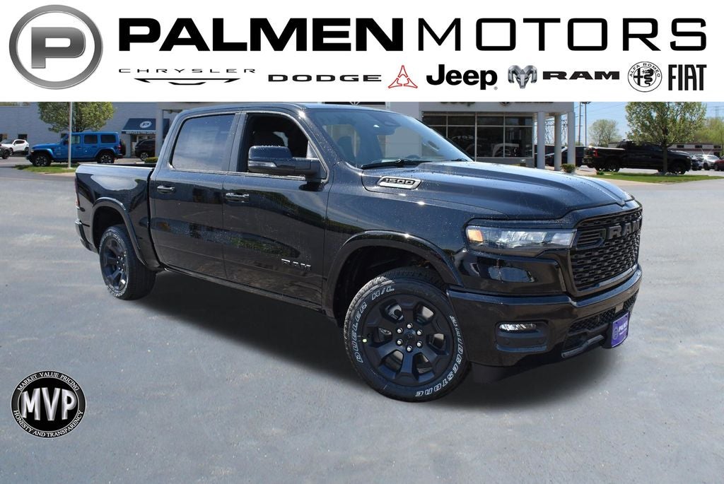 2026 RAM 1500 Big Horn/Lone Star in Diamond Black Crystal Pearl-Coat Exterior Paint — front three-quarter view