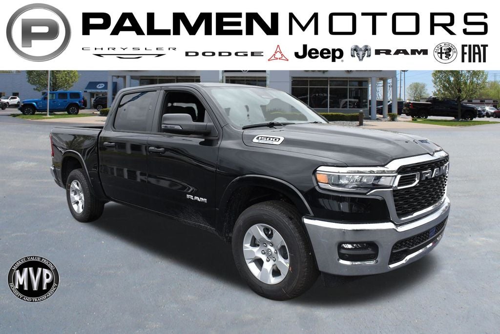 2026 RAM 1500 Big Horn/Lone Star in Diamond Black Crystal Pearl-Coat Exterior Paint — front three-quarter view