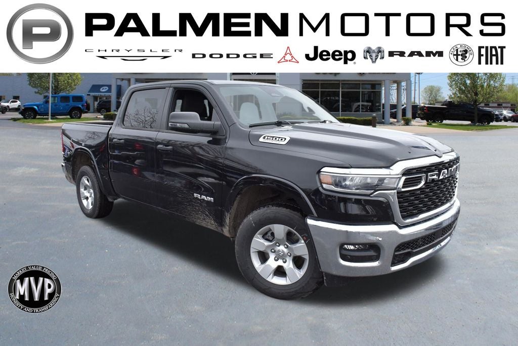 2026 RAM 1500 Big Horn/Lone Star in Diamond Black Crystal Pearl-Coat Exterior Paint — front three-quarter view