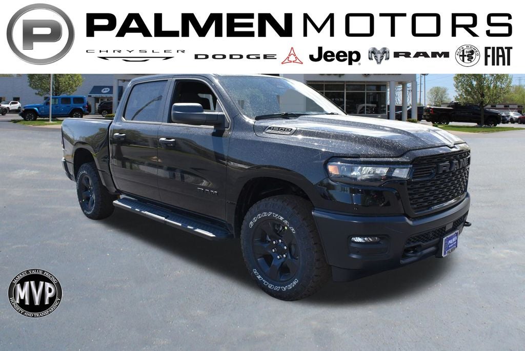 2026 RAM 1500 Warlock in Diamond Black Crystal Pearl-Coat Exterior Paint — front three-quarter view