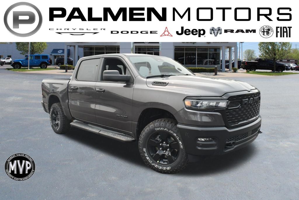 2026 RAM 1500 Warlock in Granite Crystal Metallic Clear-Coat Exterior Paint — front three-quarter view