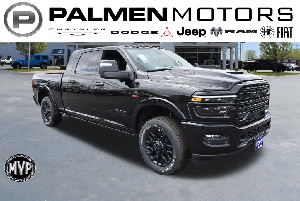 2026 RAM 2500 Limited in Diamond Black Crystal Pearl-Coat Exterior Paint — front three-quarter view