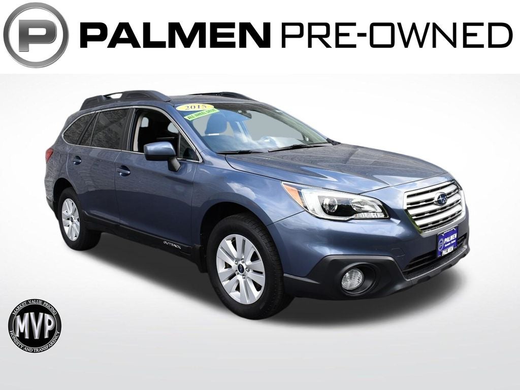 2015 Subaru Outback 2.5i Premium in Twilight Blue Metallic — front three-quarter view