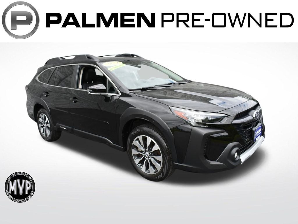 2024 Subaru Outback Limited in Crystal Black Silica — front three-quarter view