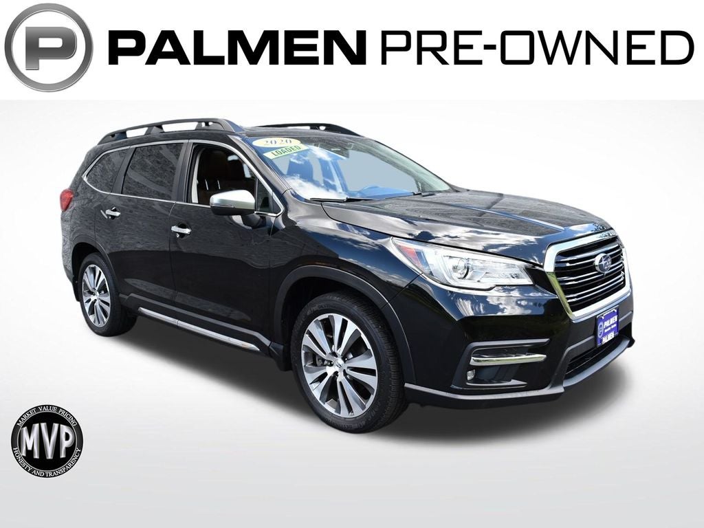 2020 Subaru Ascent Touring in Crystal Black Silica — front three-quarter view