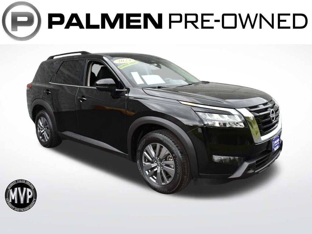 2024 Nissan Pathfinder SV in Super Black — front three-quarter view