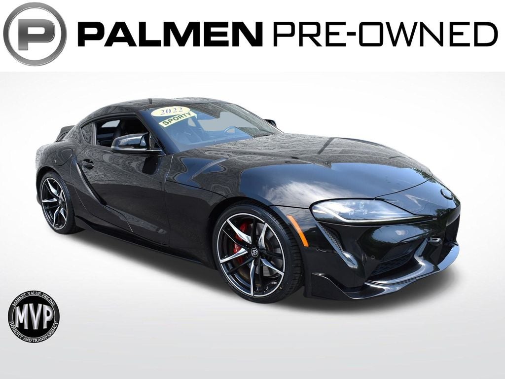 2022 Toyota Supra 3.0 in Nocturnal — front three-quarter view